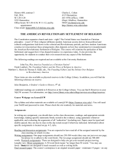 THE AMERICAN REVOLUTIONARY SETTLEMENT OF RELIGION