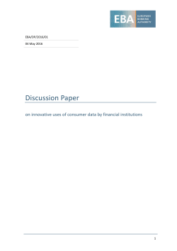 Discussion Paper on innovative uses of consumer data by financial