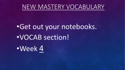 New Mastery Vocabulary