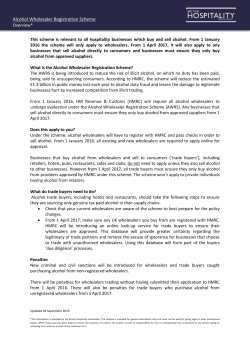 Alcohol Wholesaler Registration Scheme