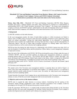 Mitsubishi UFJ Trust and Banking Corporation Forms Business