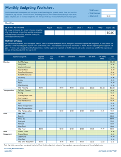 Monthly Budgeting Worksheet