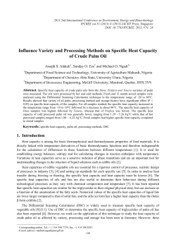 Influence Variety and Processing Methods on Specific Heat