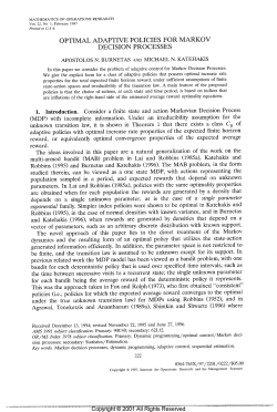Optimal adaptive policies for Markov Decision