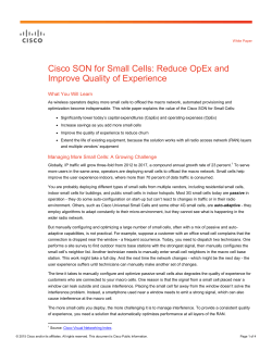 Cisco SON for Small Cells: Reduce OpEx and Improve Quality of