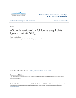 A Spanish Version of the Children`s Sleep Habits Questionnaire