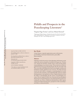 Pitfalls and Prospects in the Peacekeeping Literature