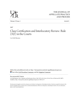 Class Certification and Interlocutory Review: Rule 23(f)