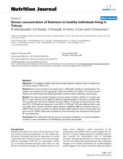 Serum concentration of Selenium in healthy individuals living in