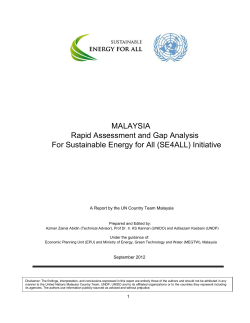 MALAYSIA Rapid Assessment and Gap Analysis For Sustainable