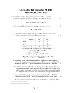 Chemistry 225 Semester 04-2016 Homework #4b