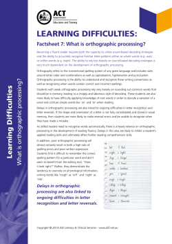 Learning Difficulties Factsheet 7: What is orthographic processing?