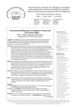 International Bibliography on Religious Freedom and Persecution
