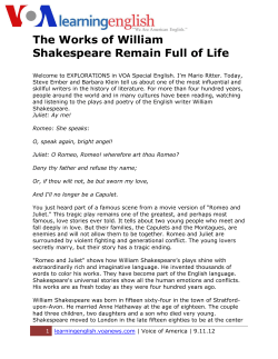 The Works of William Shakespeare Remain Full of Life