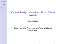 Optimal Design in Nonlinear Mixed Effects Models