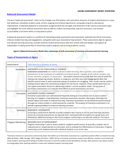 Balanced Assessment Model Types of Assessments at Agora