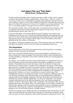 Carl Adam Petri and "Petri Nets"