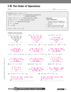 1-6 The Order of Operations