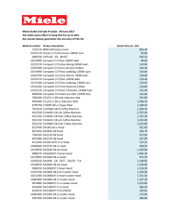 Miele Outlet B Grade Pricelist - 25 May 2017 We make every effort to