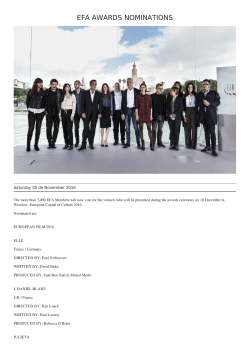 EFA AWARDS NOMINATIONS Saturday 05 de November 2016