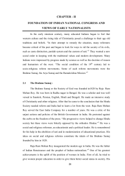 CHAPTER - II FOUNDATION OF INDIAN NATIONAL CONGRESS