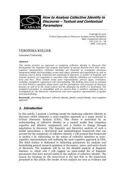 How to Analyse Collective Identity in Discourse &ndash; Textual and