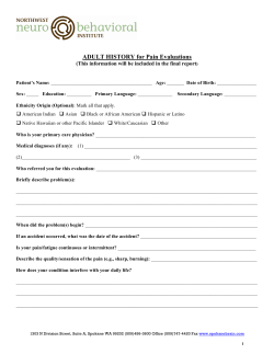 ADULT HISTORY for Pain Evaluations