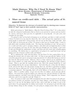 Math Matters: Why Do I Need To Know This? 1 More on credit