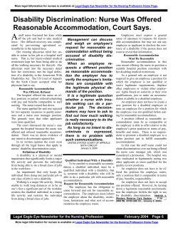 Disability Discrimination: Nurse Was Offered Reasonable