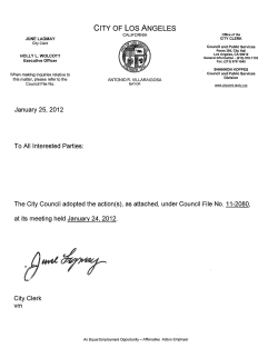Council action - City of Los Angeles
