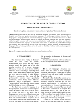 romgleza &ndash; in the name of globalization