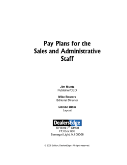 Pay Plans for the Sales and Administrative Staff