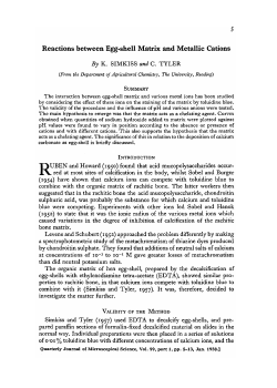 Reactions between Egg-shell Matrix and Metallic Cations