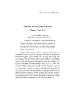 Australian Aboriginal Oral Traditions