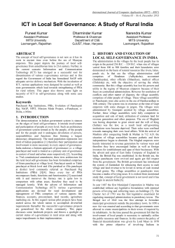 ICT in Local Self Governance: A Study of Rural India