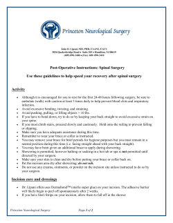 Post-Operative Instructions - Princeton Neurological Surgery