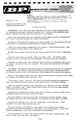 February 23, 1971 California Youth March, Urge "Spiritual