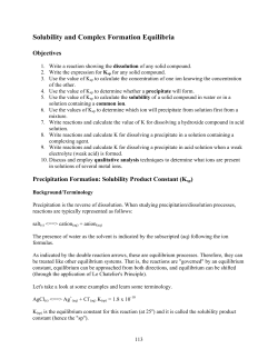 Solubility and Complex Formation Equilibria