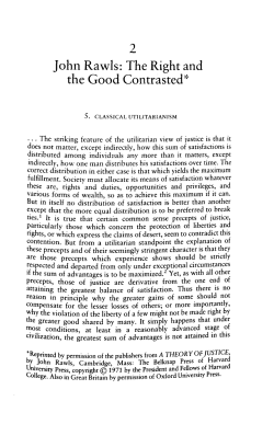 John Rawls: The Right and the Good Contrasted *