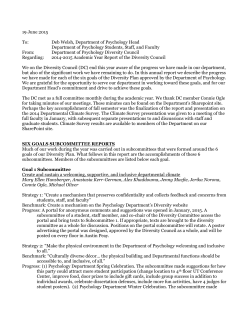 Psychology Diversity Council Report 2015