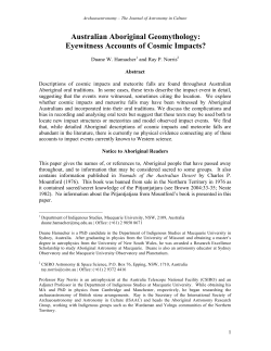 Australian Aboriginal Geomythology: eyewitness accounts of cosmic