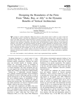 Designing the Boundaries of the Firm: From &ldquo;Make, Buy, or Ally&rdquo; to