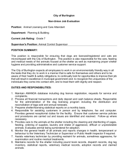Animal Licensing and Care Attendant