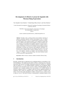 Development of Affective Lexicon for Spanish with Mexican Slang