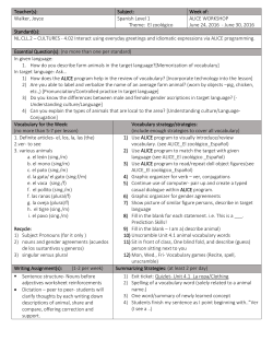 Teacher(s): Subject: Week of: Walker, Joyce Spanish Level 1 Theme