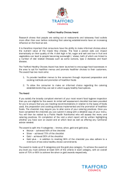 Trafford Healthy Choices Award Research shows that people are