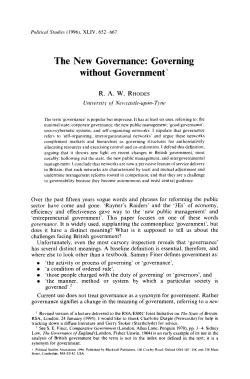 The New Governance: Governing without Government1