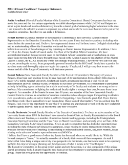 2013-14 Senate Candidates` Campaign Statements In alphabetical