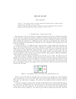 THE JOY OF SET 1. Introduction - The Game of Set The card game