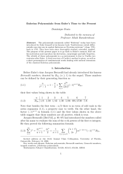 Eulerian Polynomials: from Euler`s Time to the Present Dominique